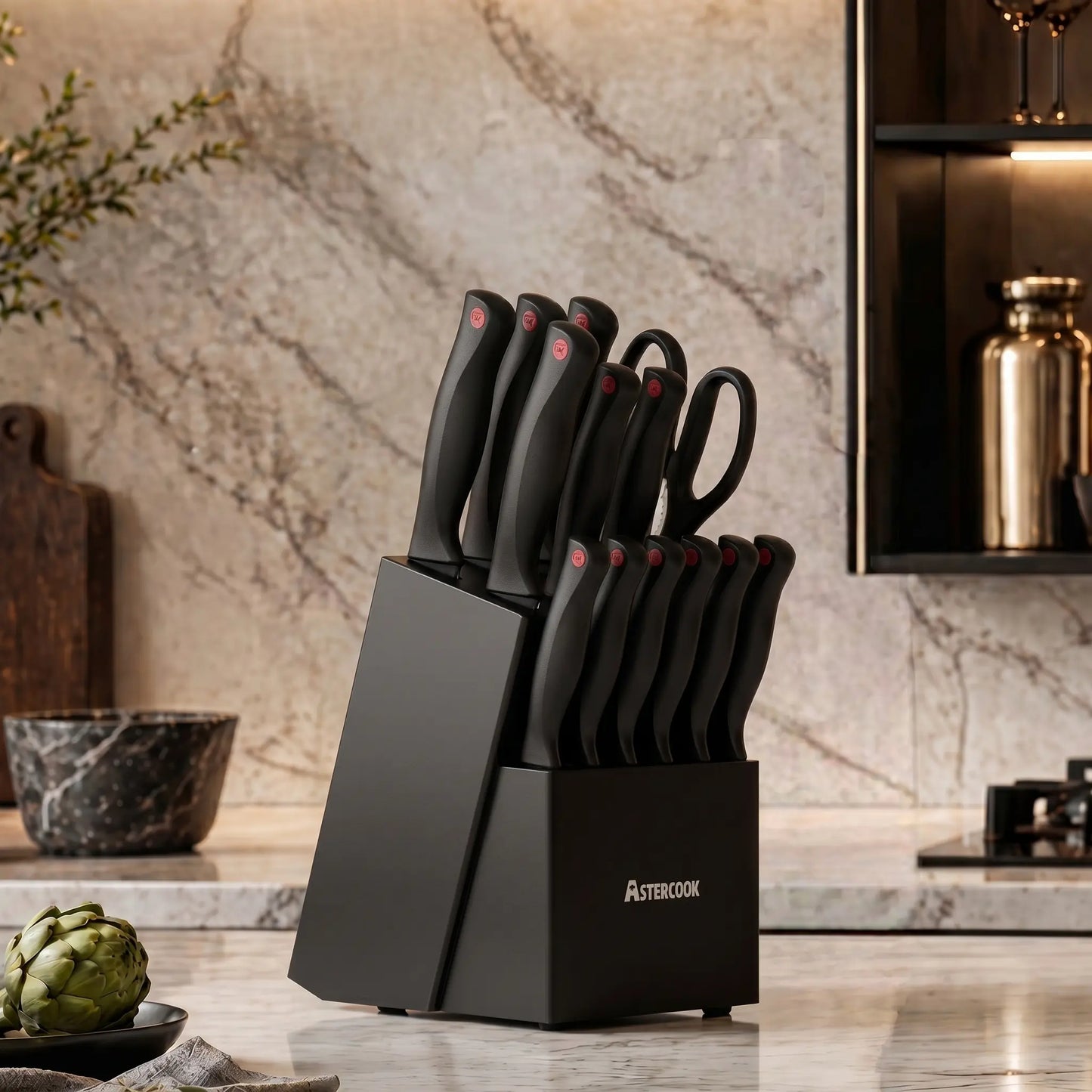 15-Piece Knife Block Set - Black
