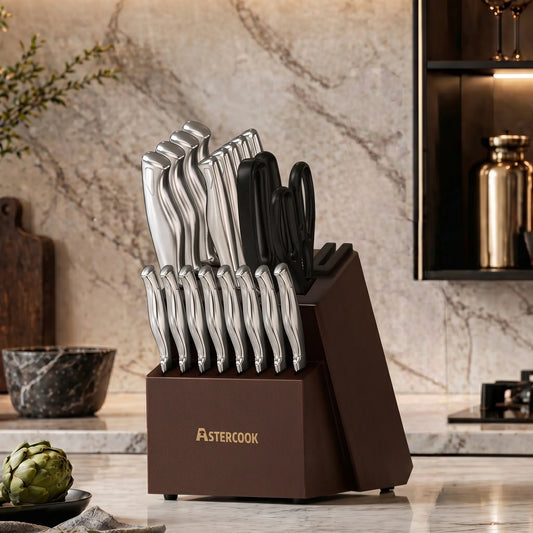 21-Piece Full Tang Knife Set - Silver