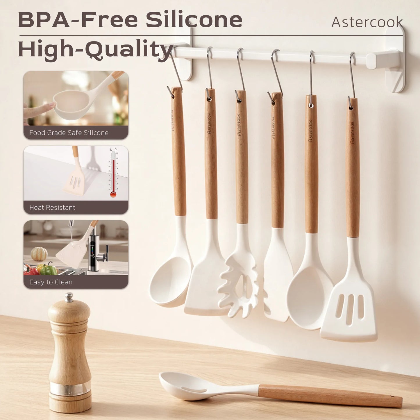 39-Piece Silicone Utensil Collection-White
