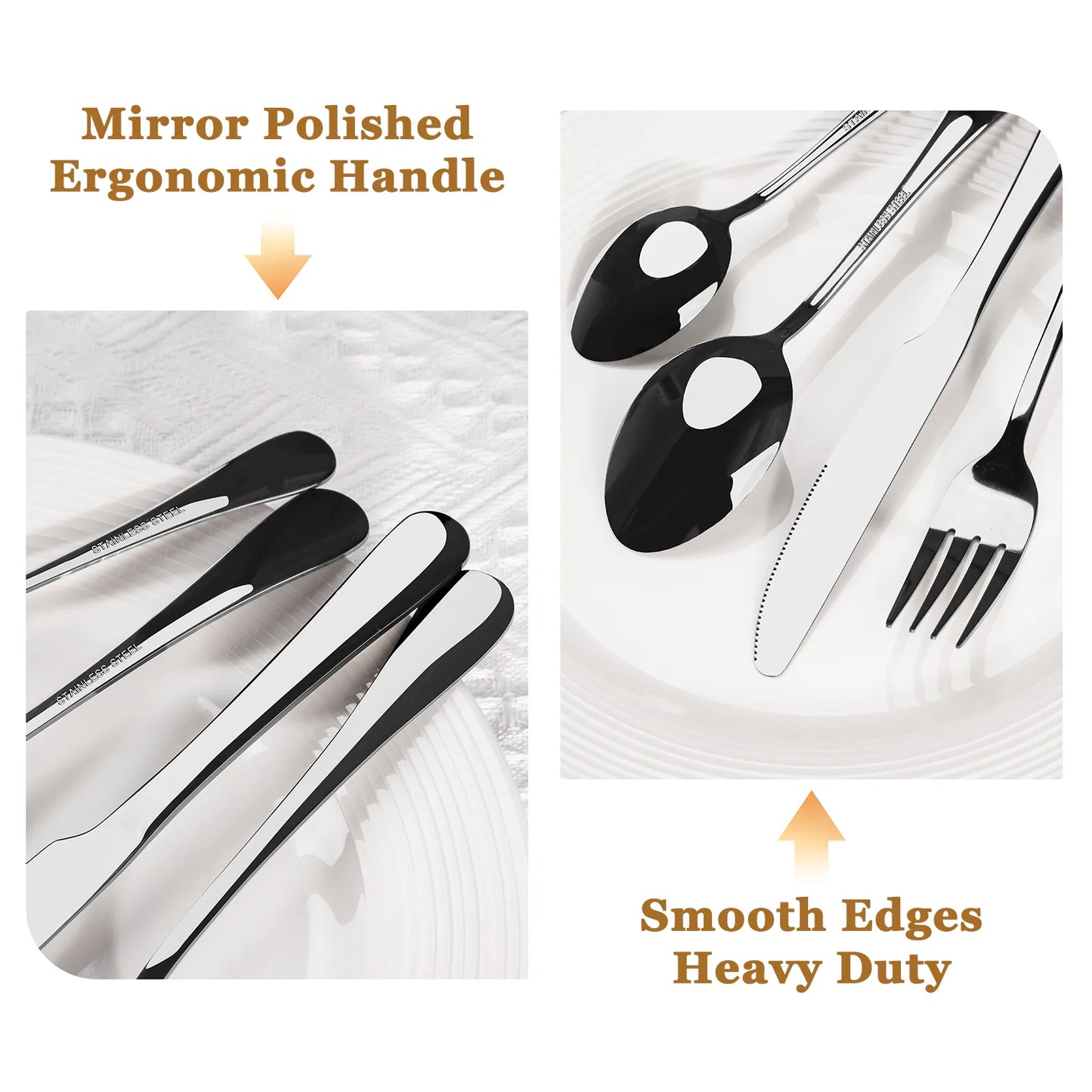 Astercook Silverware Set Food-Grade Stainless Steel-Blcak