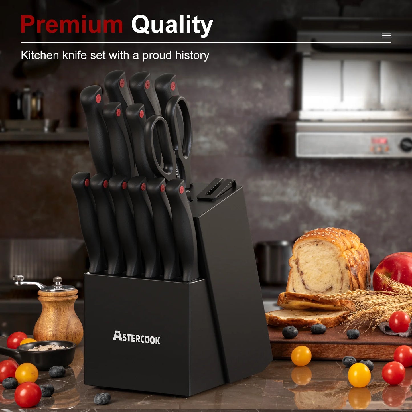 15-Piece Knife Block Set - Black
