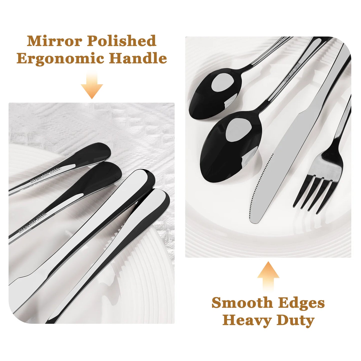 Astercook Silverware Set Food-Grade Stainless Steel-Blcak