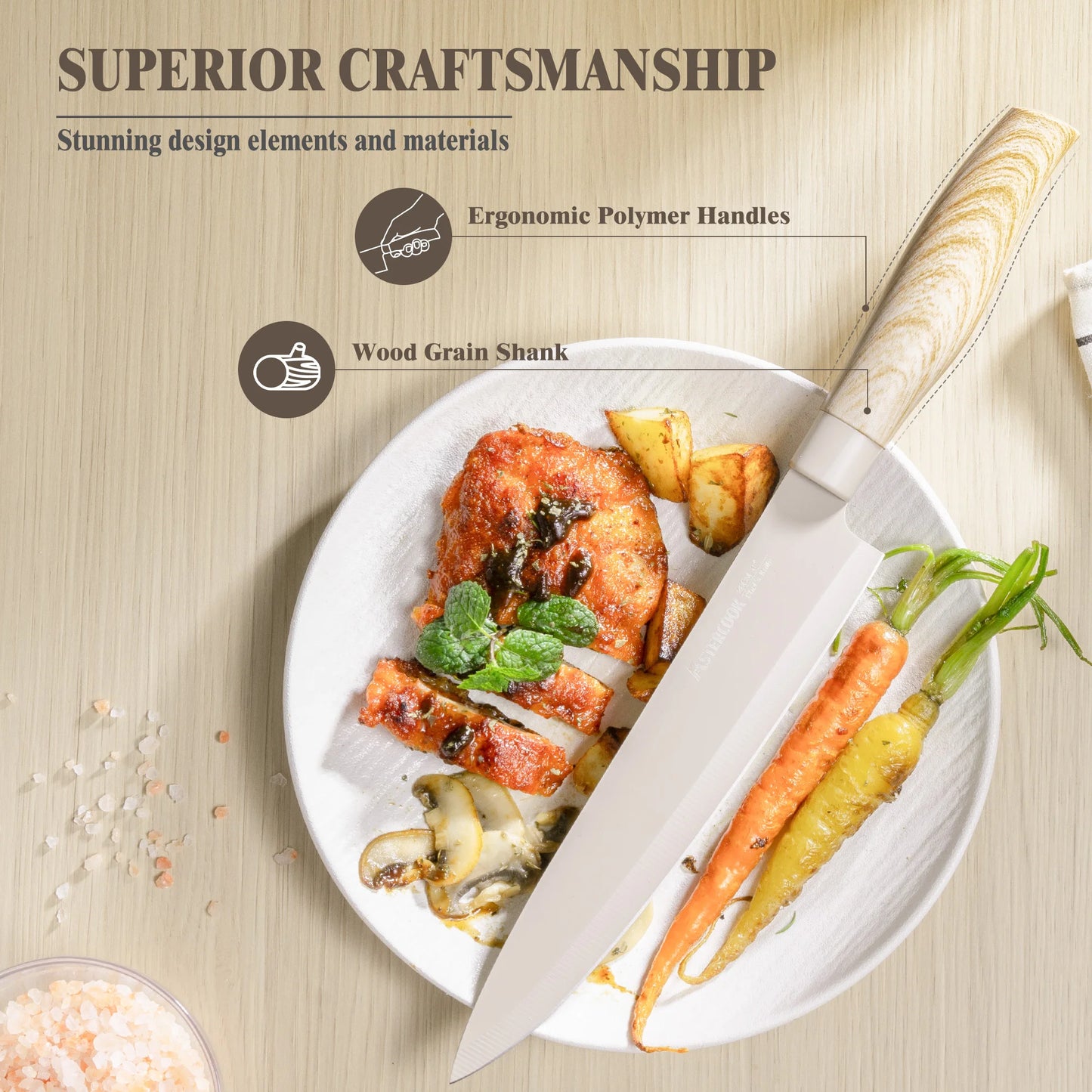 6-Piece Coated Knife Set - Khaki