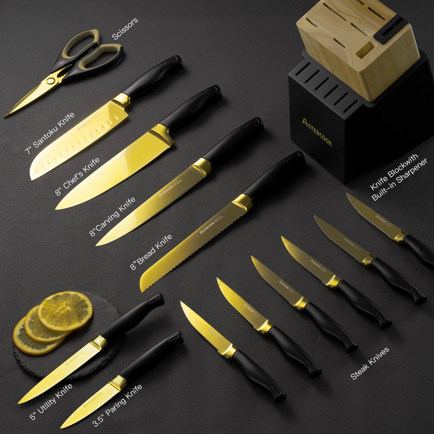 Luxury 14-Piece Gold Titanium Set-Black