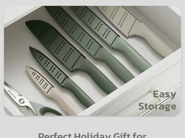 13 Pieces Kitchen Knives Set-Green