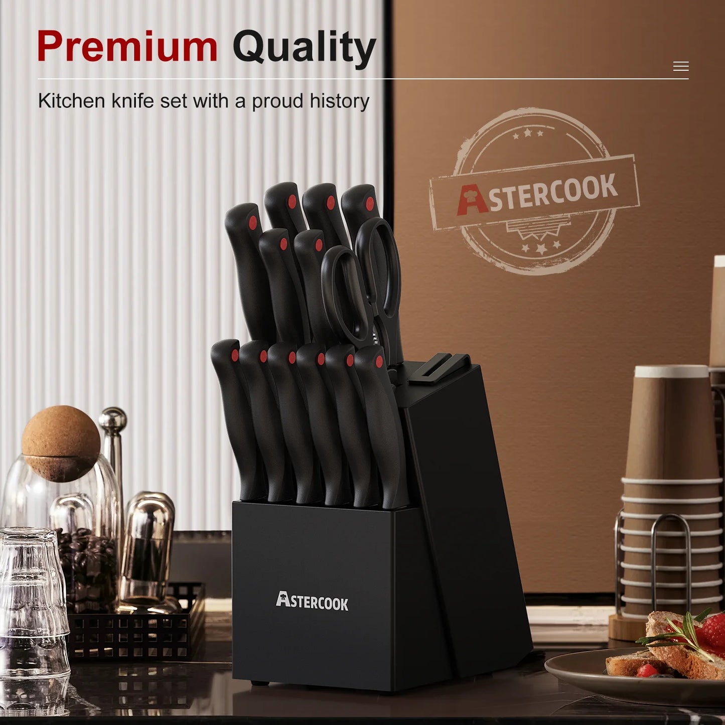 15-Piece Knife Block Set - Black