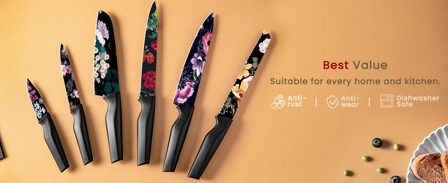 6-Piece Flower Kitchen Knife Set