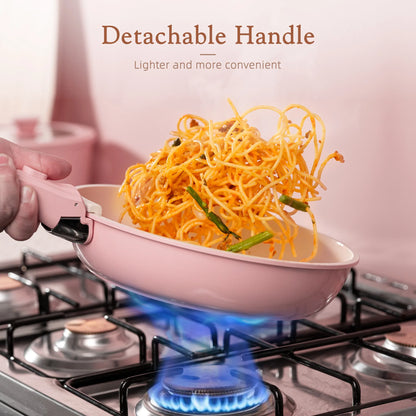 21-Pc Detachable Pink Cookware Set