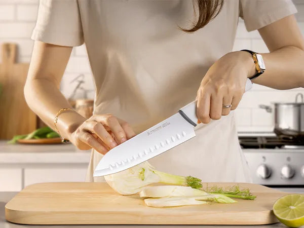 22-Pc Modern Clear Block Knife Set-White