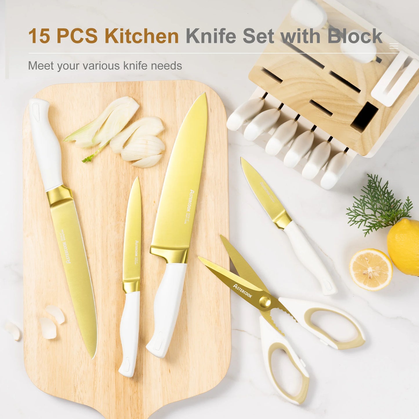 Luxury 14-Piece Gold Titanium Set- White