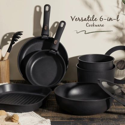 Astercook 22 Piece Pots and Pans Set Non Stick, Cookware Set with Detachable Handles, Induction Compatible & Oven Safe, Stackable Space-Saving Kitchen Cooking Set for RV, Camping & Home, Black