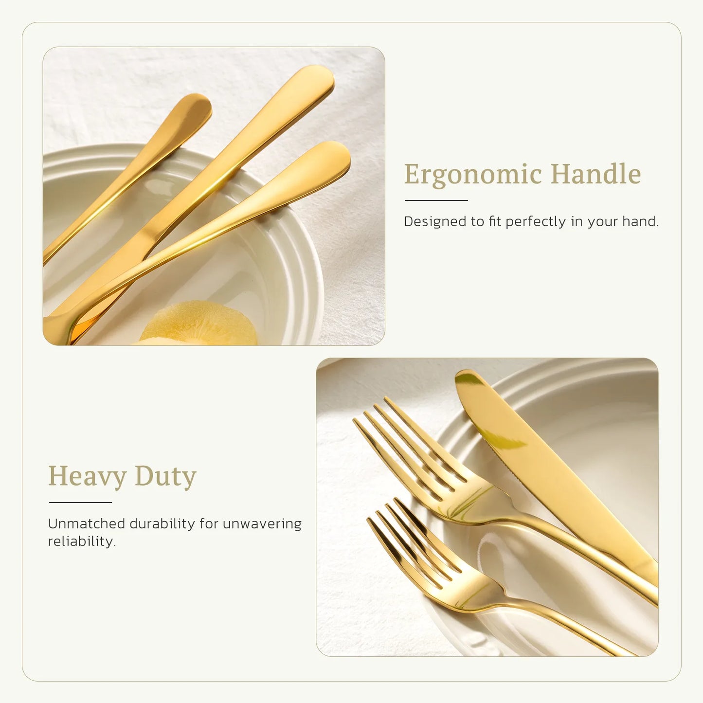 Astercook Silverware Set Food-Grade Stainless Steel-Gold Black