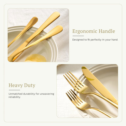 Astercook Silverware Set Food-Grade Stainless Steel-Gold Black