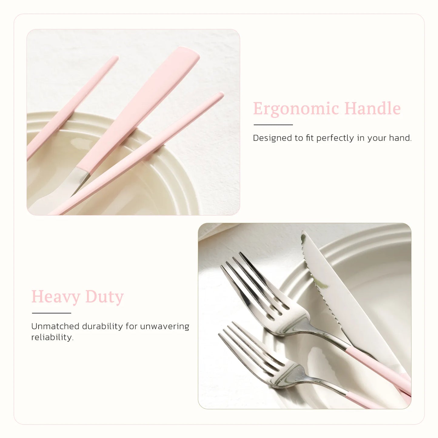 Astercook Silverware Set Food-Grade Stainless Steel-Pink