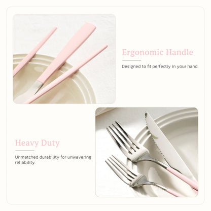 Astercook Silverware Set Food-Grade Stainless Steel-Pink