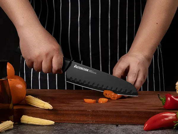 21-Pc Black Knife Set with Built-in Sharpener German Stainless Steel