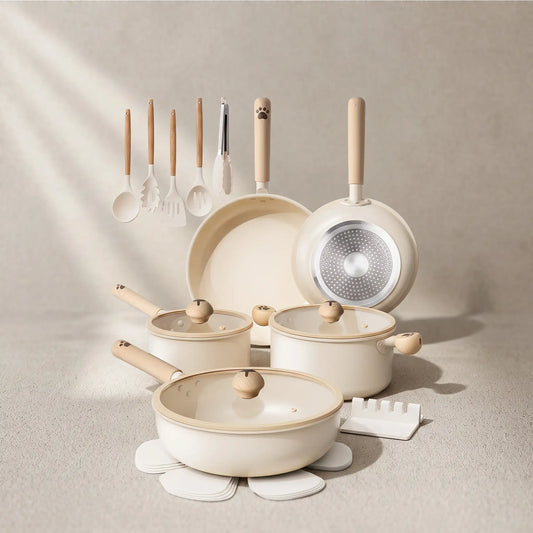 18-Piece Non Stick Ceramic  Pots and Pans Set – Dog Paw Handle