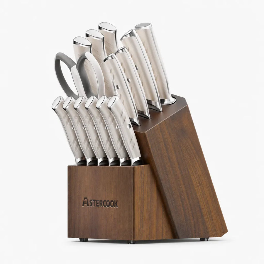 14-Piece Full Tang Knife Set - White