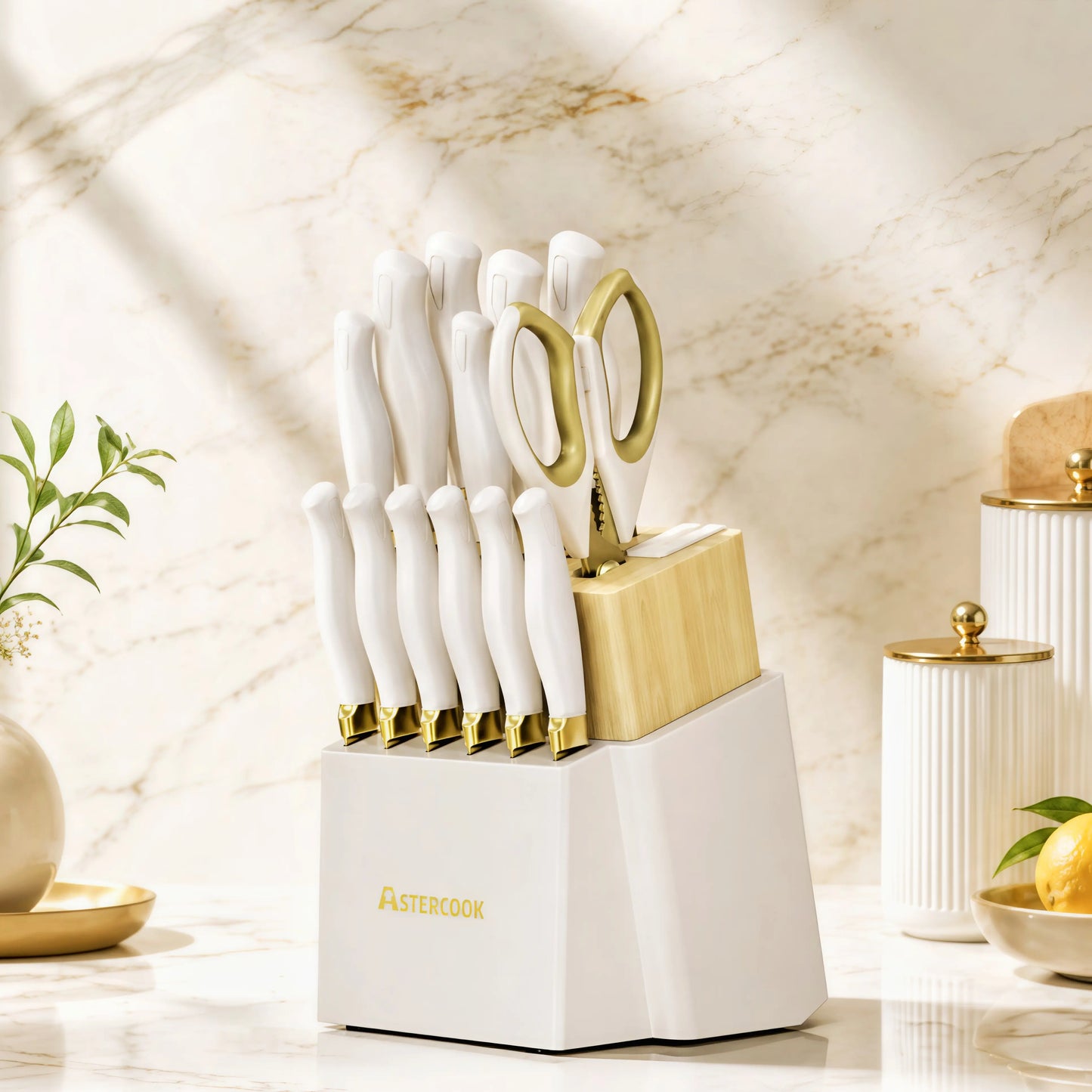 Luxury 14-Piece Gold Titanium Set- White