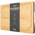 Astercook Bamboo Cutting Board for Kitchen, Large Natural Wood Chopping Board with Juice Groove and Built-in Handles, Knife-Friendly Charcuterie Board for Meat, Vegetables, Fruit and Cheese 12" x 17"