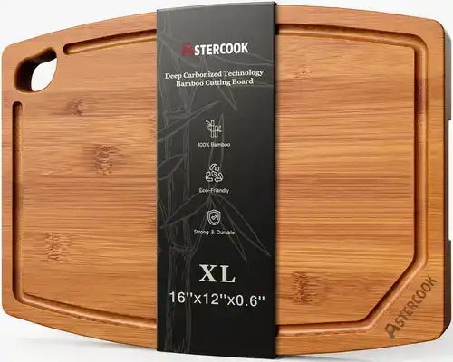 Large Bamboo Cutting Board Deep Carbonized Wooden