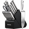 15-Piece One-Piece Steel Knife Set-black