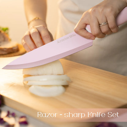 22-Pc Modern Clear Block Knife Set-Pink