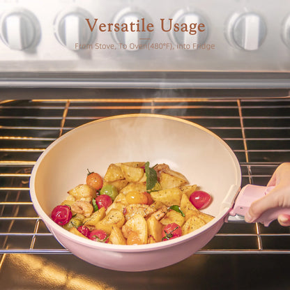 21-Pc Detachable Pink Cookware Set