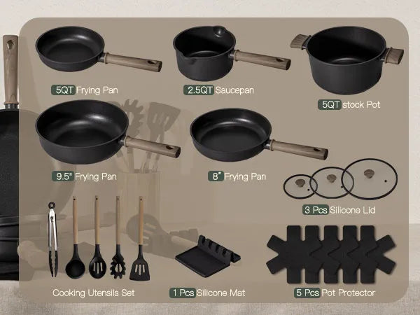 Professional 19-Pc Black Titanium Set
