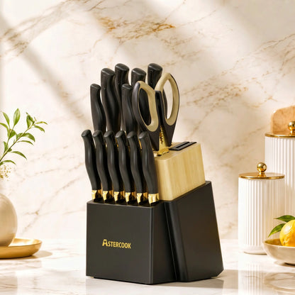 Luxury 14-Piece Gold Titanium Set-Black