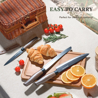 7-Piece Wood Grain Knife Set with Guards