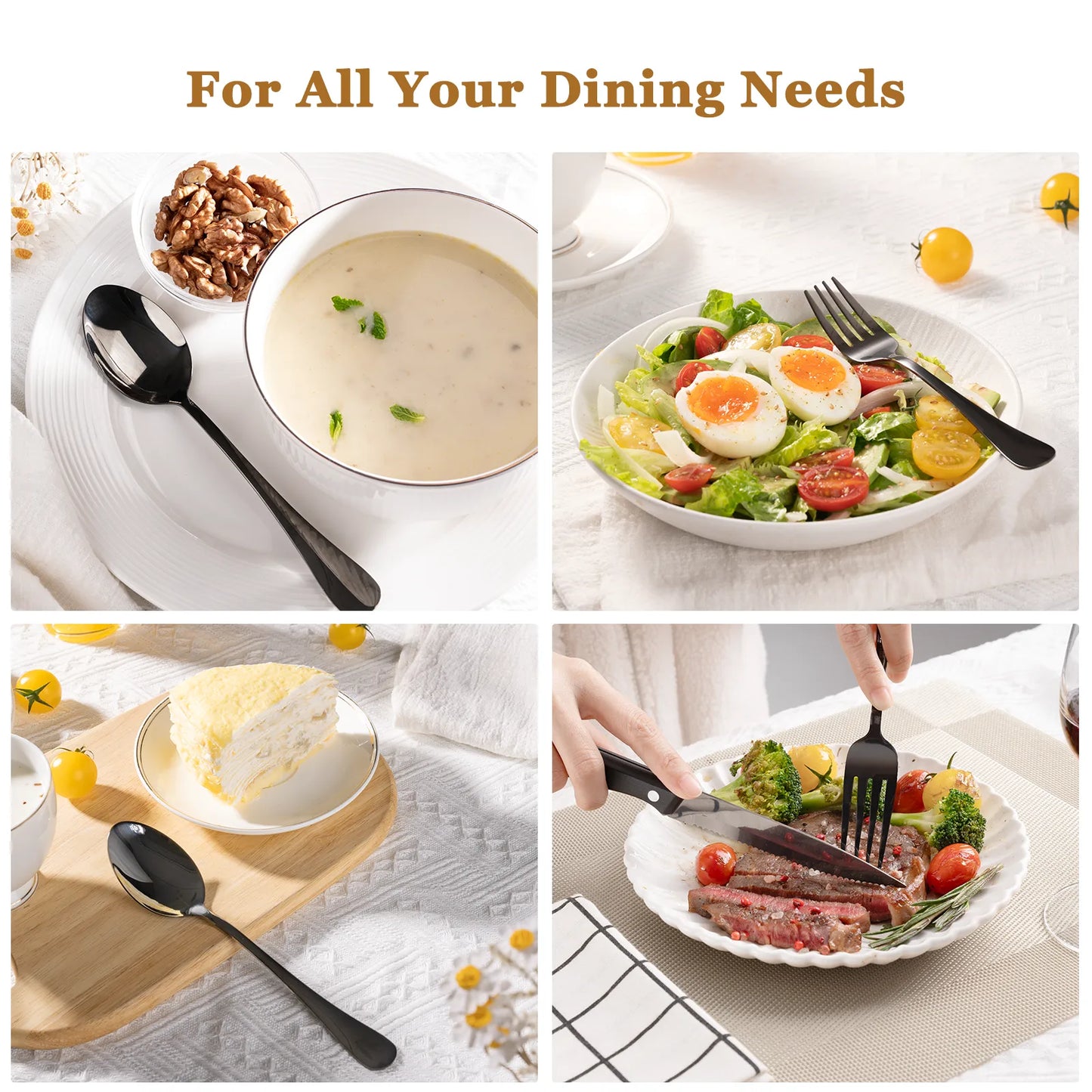 Astercook Silverware Set Food-Grade Stainless Steel-Blcak