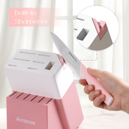 Professional 15-Pc German Steel Knife Set-Pink