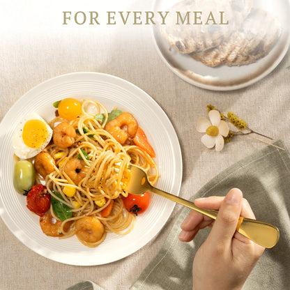 Astercook Silverware Set Food-Grade Stainless Steel-Gold Black