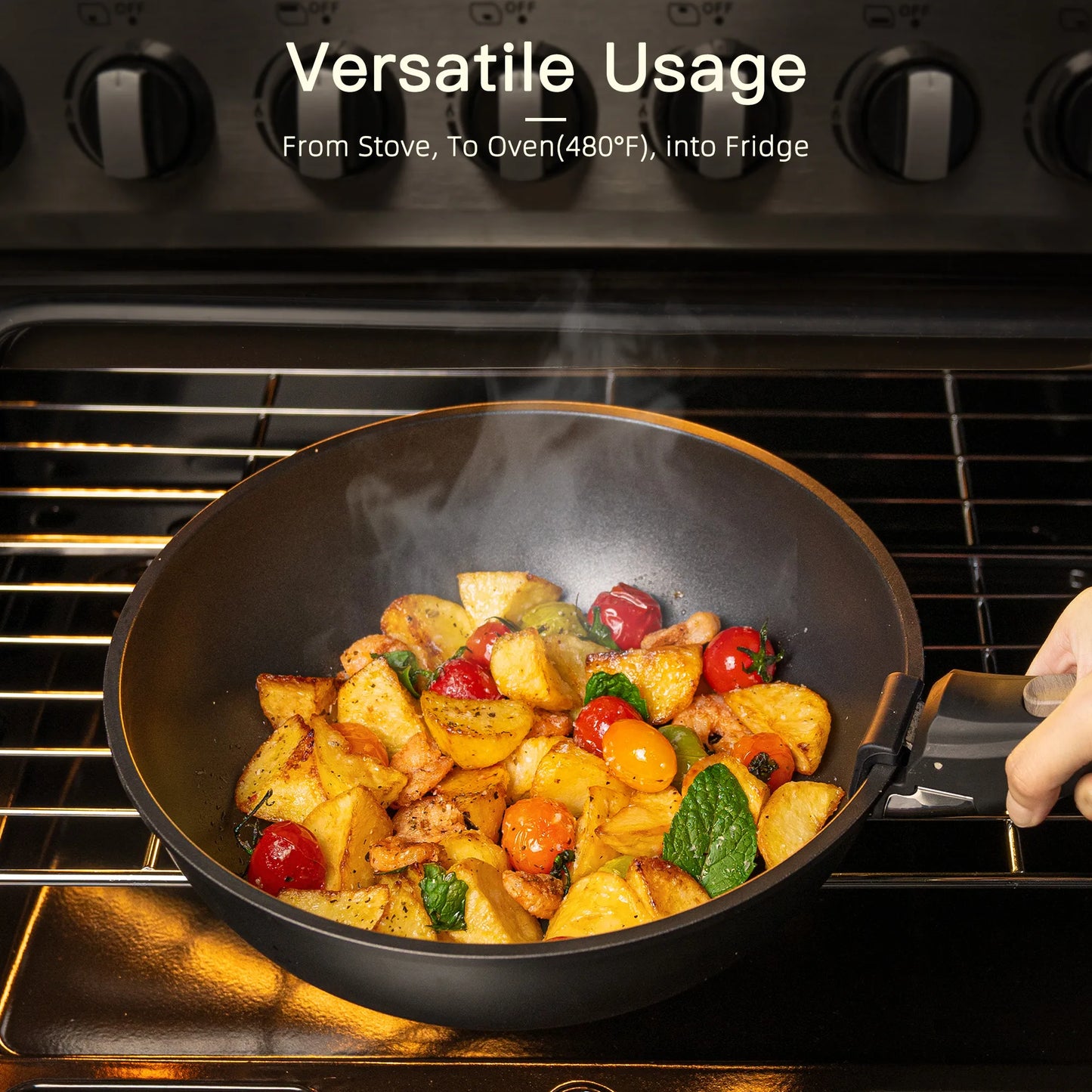 21-Pc Stackable Black Cookware Set