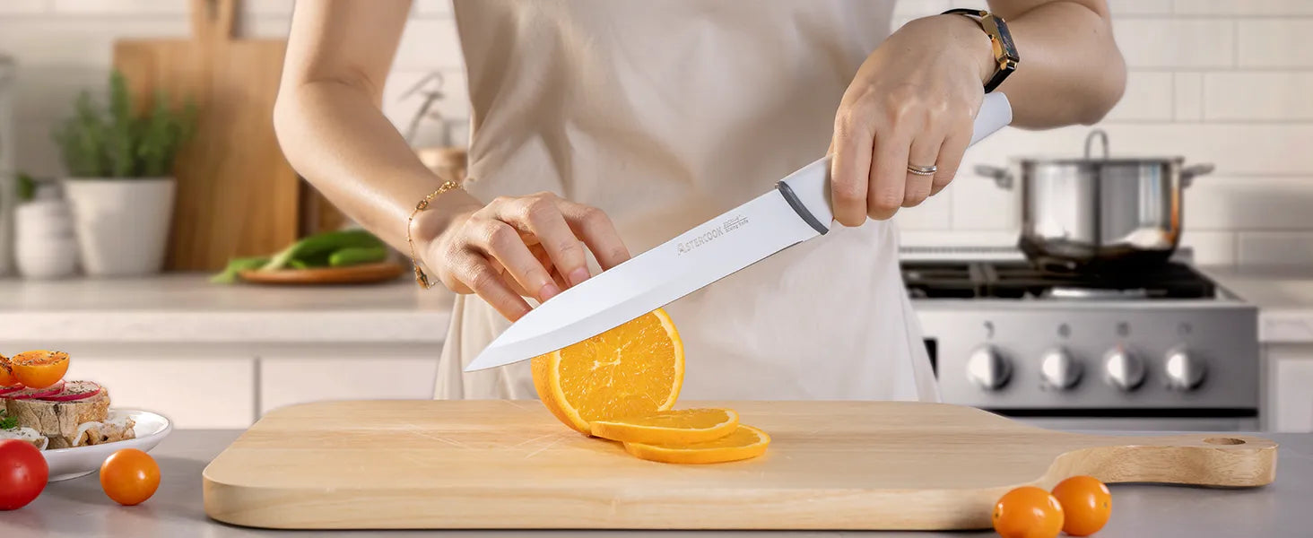 22-Pc Modern Clear Block Knife Set-White
