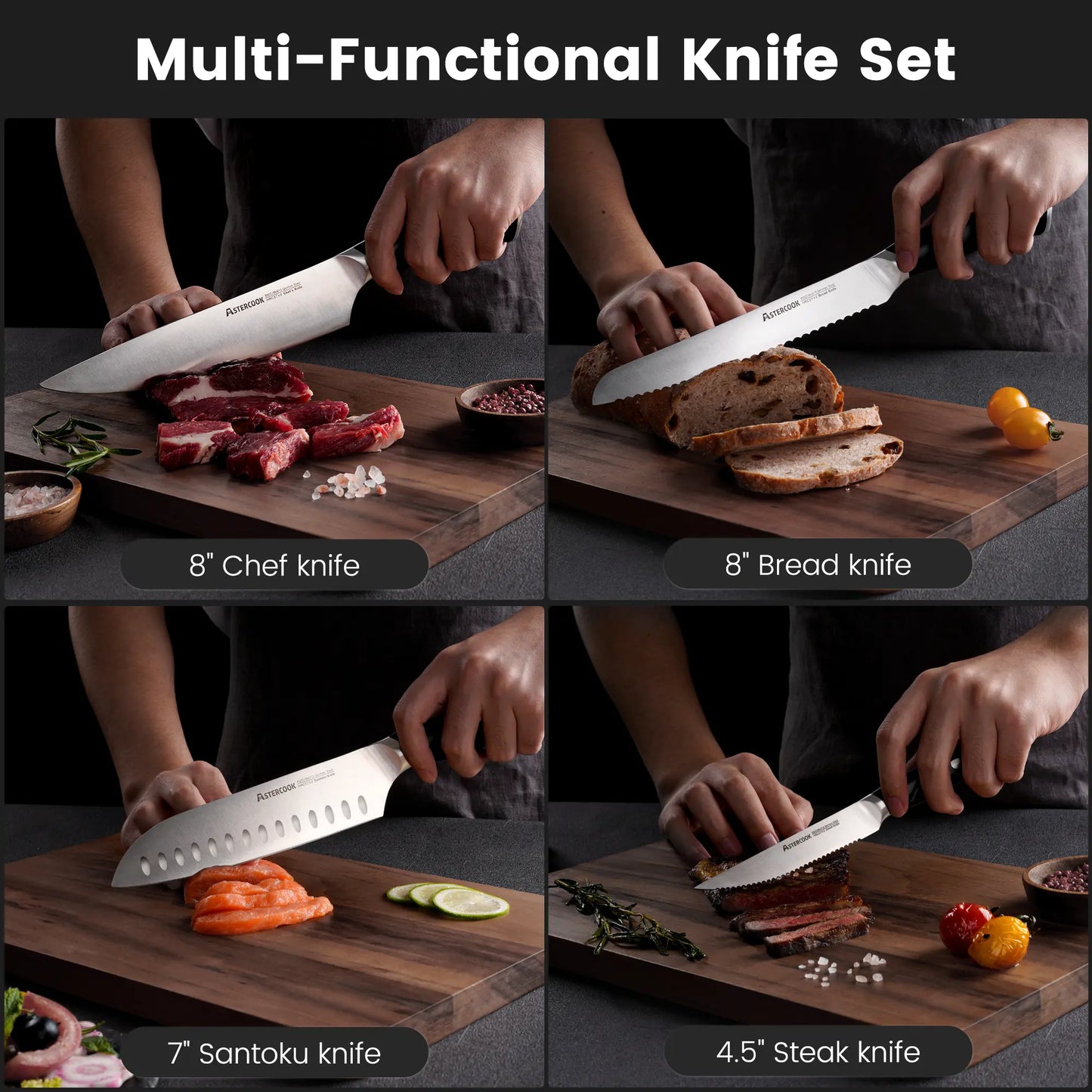 Professional 15-Pc Ergonomic Nylon Handle Knife Set