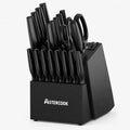 21-Piece Black Knife Set with Built-in Sharpener German Stainless Steel