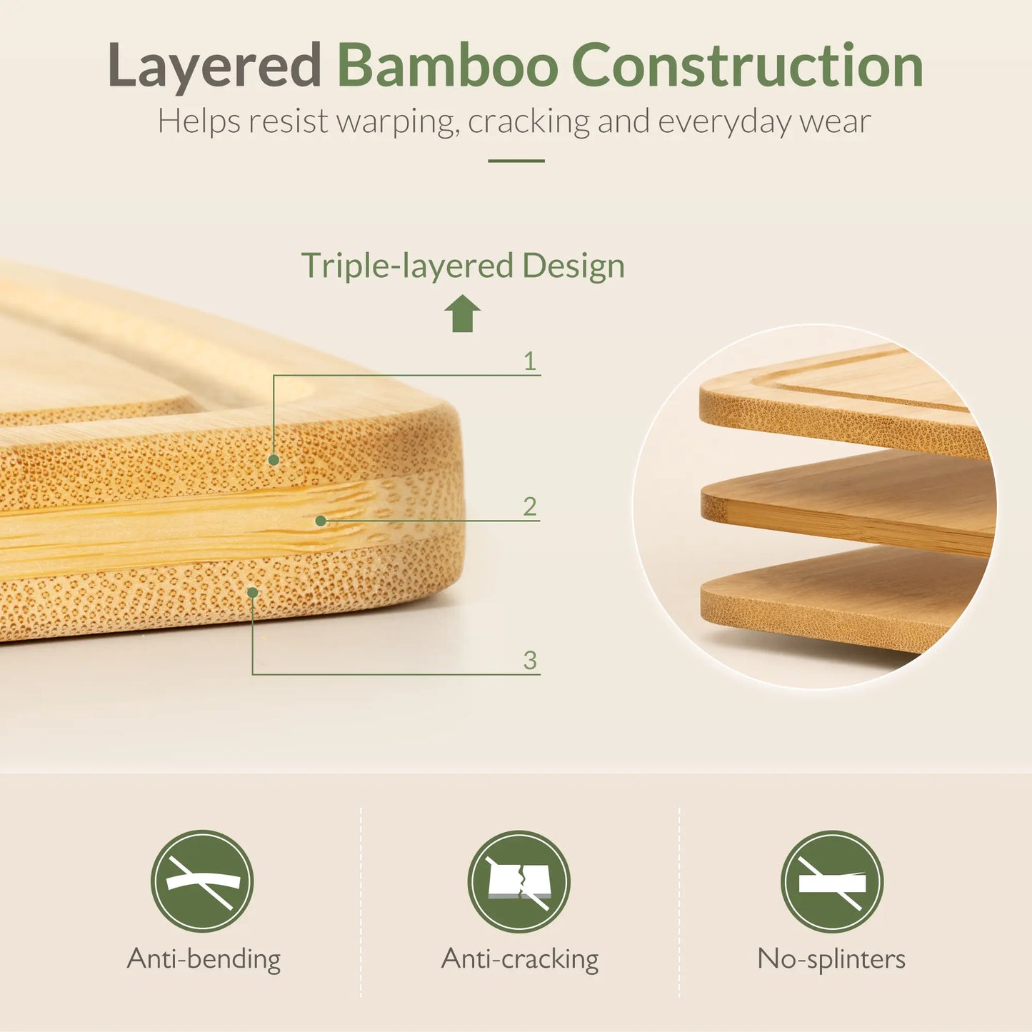 Astercook 4-Piece Bamboo Cutting Board Set with Holder, Natural Wood Cutting Boards with Juice Grooves and Easy-Grip Handles, Kitchen Chopping Boards for Prep and Serving