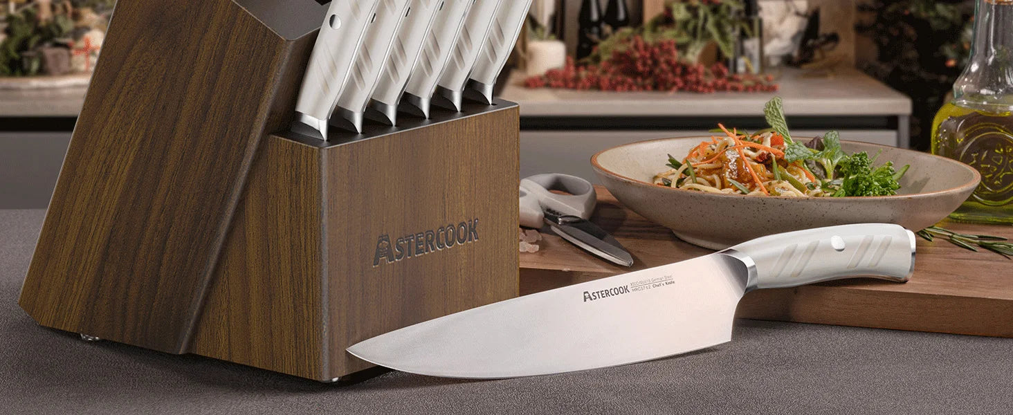 14-Piece Full Tang Knife Set - White