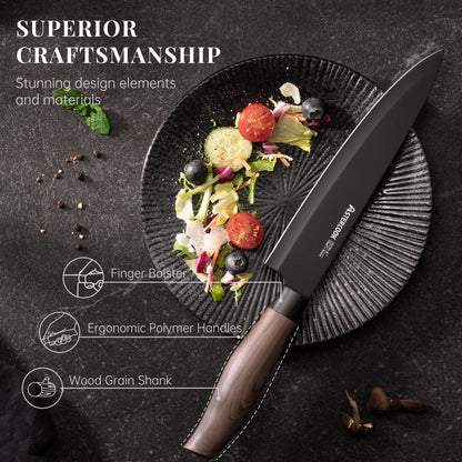 6-Piece Knife Block Set - Wood Grain-Black