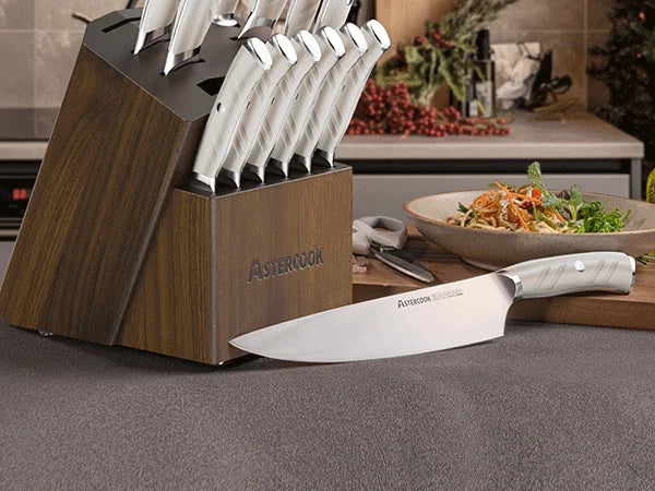 14-Piece Full Tang Knife Set - White