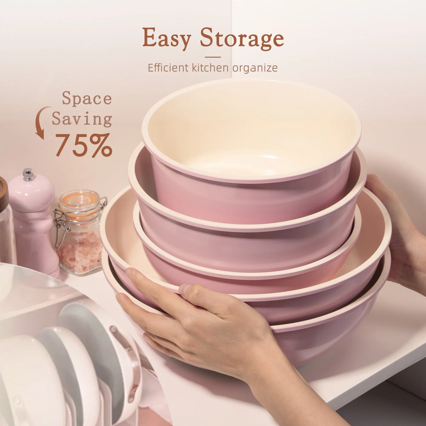 21-Pc Detachable Pink Cookware Set