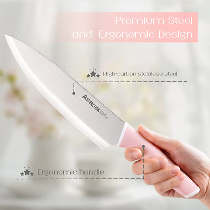 Professional 15-Pc German Steel Knife Set-Pink