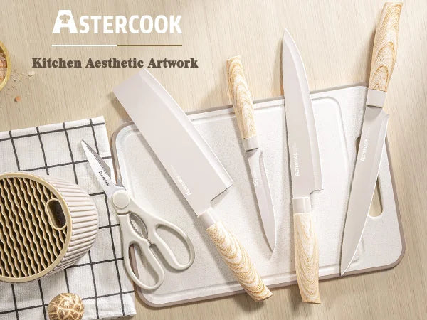 6-Piece Coated Knife Set - Khaki