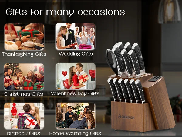 15 Pcs German Stainless Steel Knives Sharp Blade Dishwasher Safe