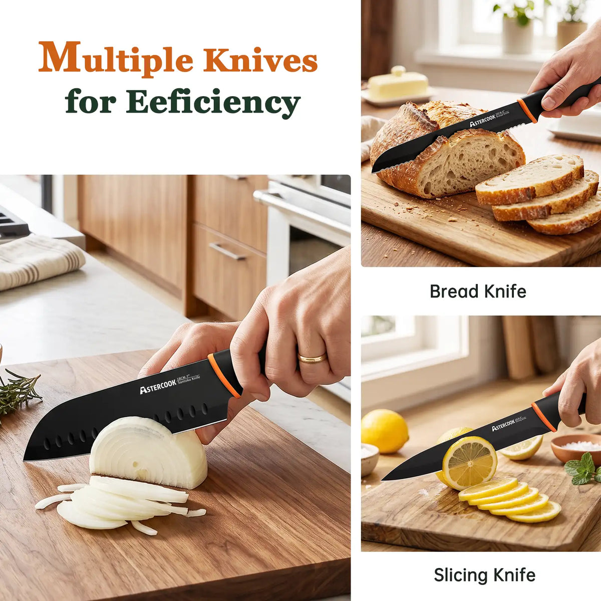 15-Piece Kitchen Knife Set with Built-in Sharpener