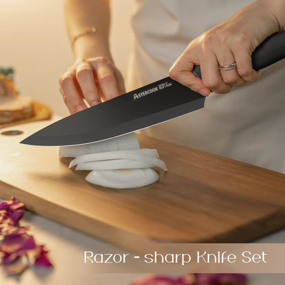 22-Pc Modern Clear Block Knife Set-Blcak