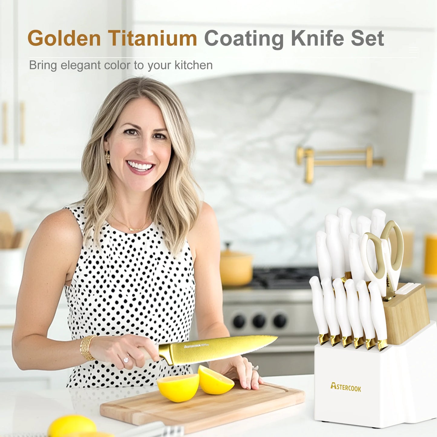 Luxury 14-Piece Gold Titanium Set- White