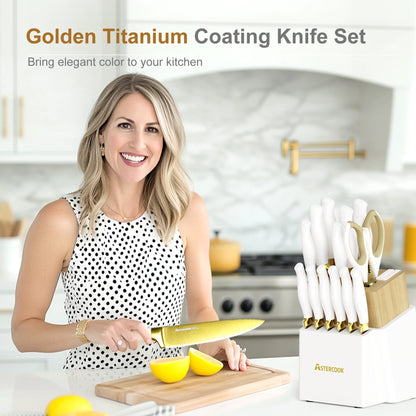 Luxury 14-Piece Gold Titanium Set- White